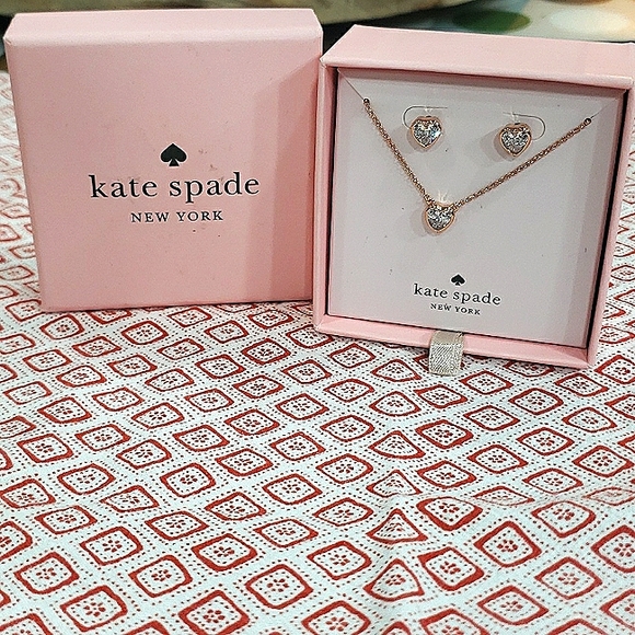 kate spade Jewelry - Heart Kate spade Rose Gold jewelry set